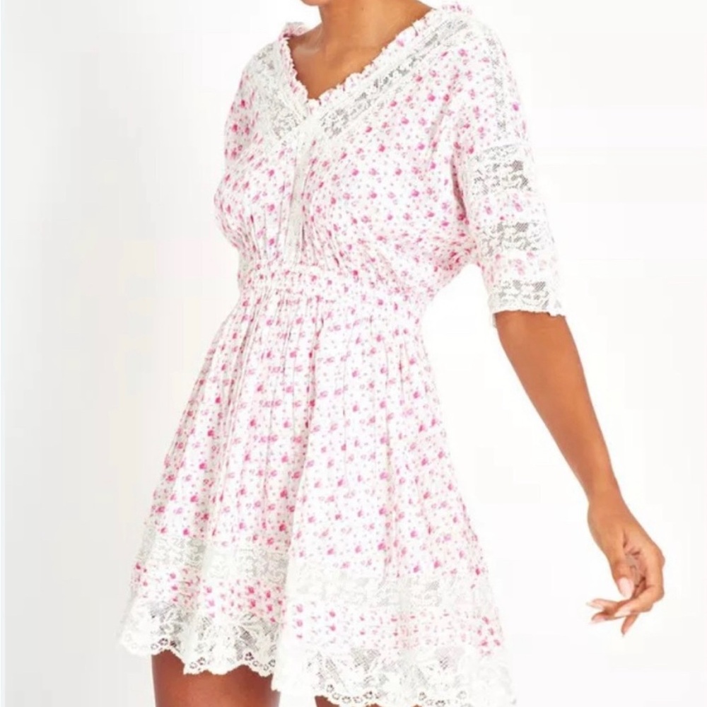 LoveShackFancy Newton mini dress in poppy pink, size XS